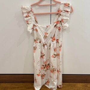 SHEIN White and Pink Floral Mini Dress